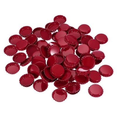 100 PCS Bottle Caps, 1'' Double Sided Printing Bottle Caps, Dark Red