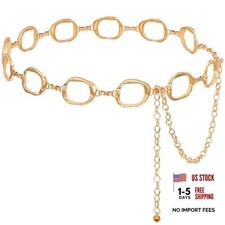 Waist Chain for Women Ladies Metal Fit Waist Size 36"-43" D Bright Gold Style D