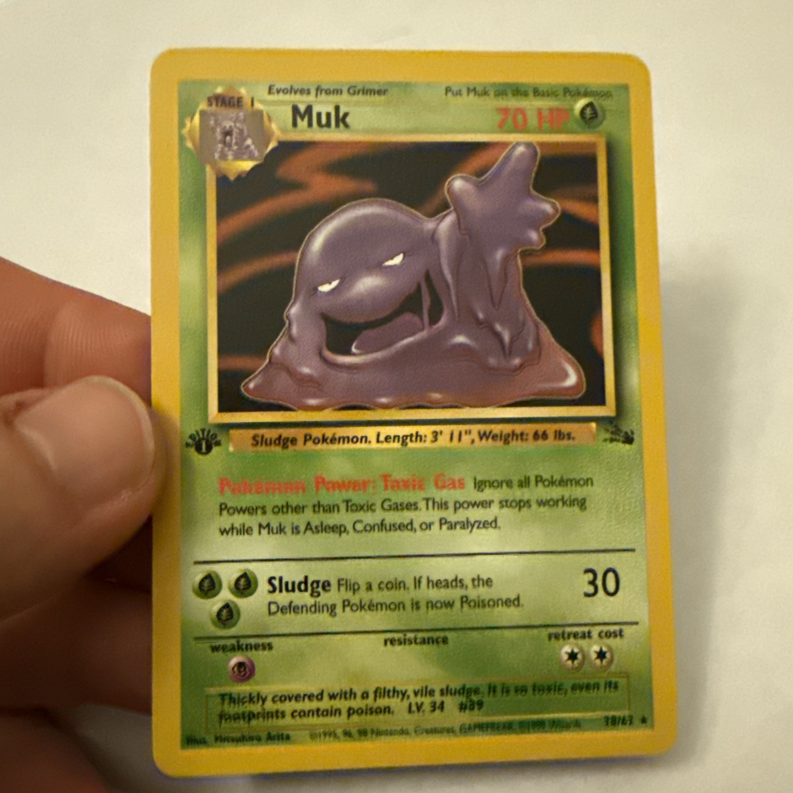 1st Edition Muk 28/62 Fossil Non Holo Rare 1999 WOTC Pokemon TCG Card LP