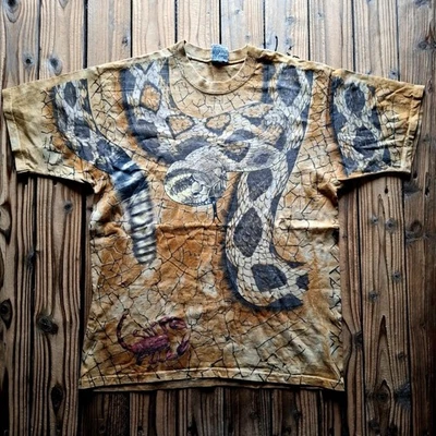 Vintage Liquid Blue Snake All Over Print T Shirt 90s Made in USA Reptile XL - Photo 1/4