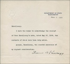 FRANK B. KELLOGG - TYPED LETTER SIGNED 06/04/1925