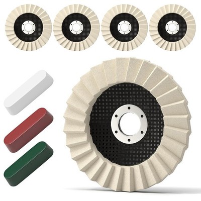 8 Pcs Wool Polishing Wheel & Compound Kit � 5 Aluminum Buffing Wheels (4-1/2'' X
