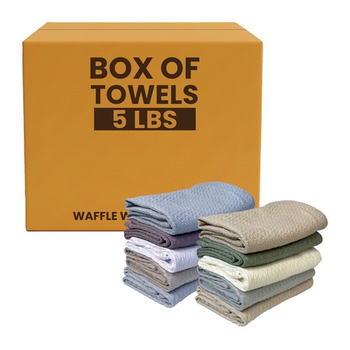 Waffle Weave Kitchen Towels Boxes - 100% Cotton Highly Absorbent Dish Rags Bulk