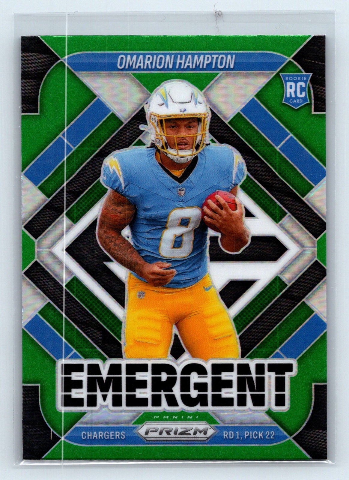 2025 Panini Prizm - Emergent #9 Omarion Hampton Green Prizm