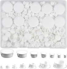 Plastic Hole Plugs, 180Pcs White Panel Knockout Locking Plugs, round Drill Screw