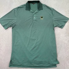Peter Millar Summer Comfort Pine Valley Golf Polo Shirt Mens Large Green Stripe