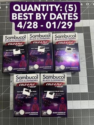 5-PACK LOT 24CT Sambucol Black Elderberry 5-in-1 Intensive FLU Defense Softgels