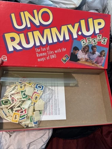 VINTAGE Uno Rummy Up COMPLETE Mattel 1993 Family Game 90's Tiles VGC