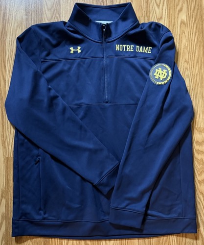 Notre Dame Football Team Issued Under Armour 1/4 Zip Jacket Size XL
