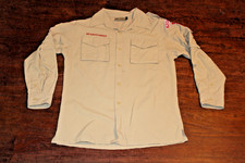 Boy Scouts of America BSA Youth Shirt Tan Large 100 Supplex Nylon Long Sleeve