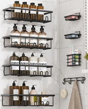 8 Pack Adhesive Bathroom Holders Dispensers for Kids Adults, Black