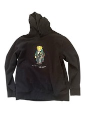 Polo Ralph Lauren Big Tall XLT Men's Black Bear Fleece Lined Pullover Hoodie