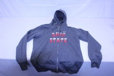 Ohio State Hoodie Zip Up Sweatshirt Embroidered Logo Dark Grey Youth Large