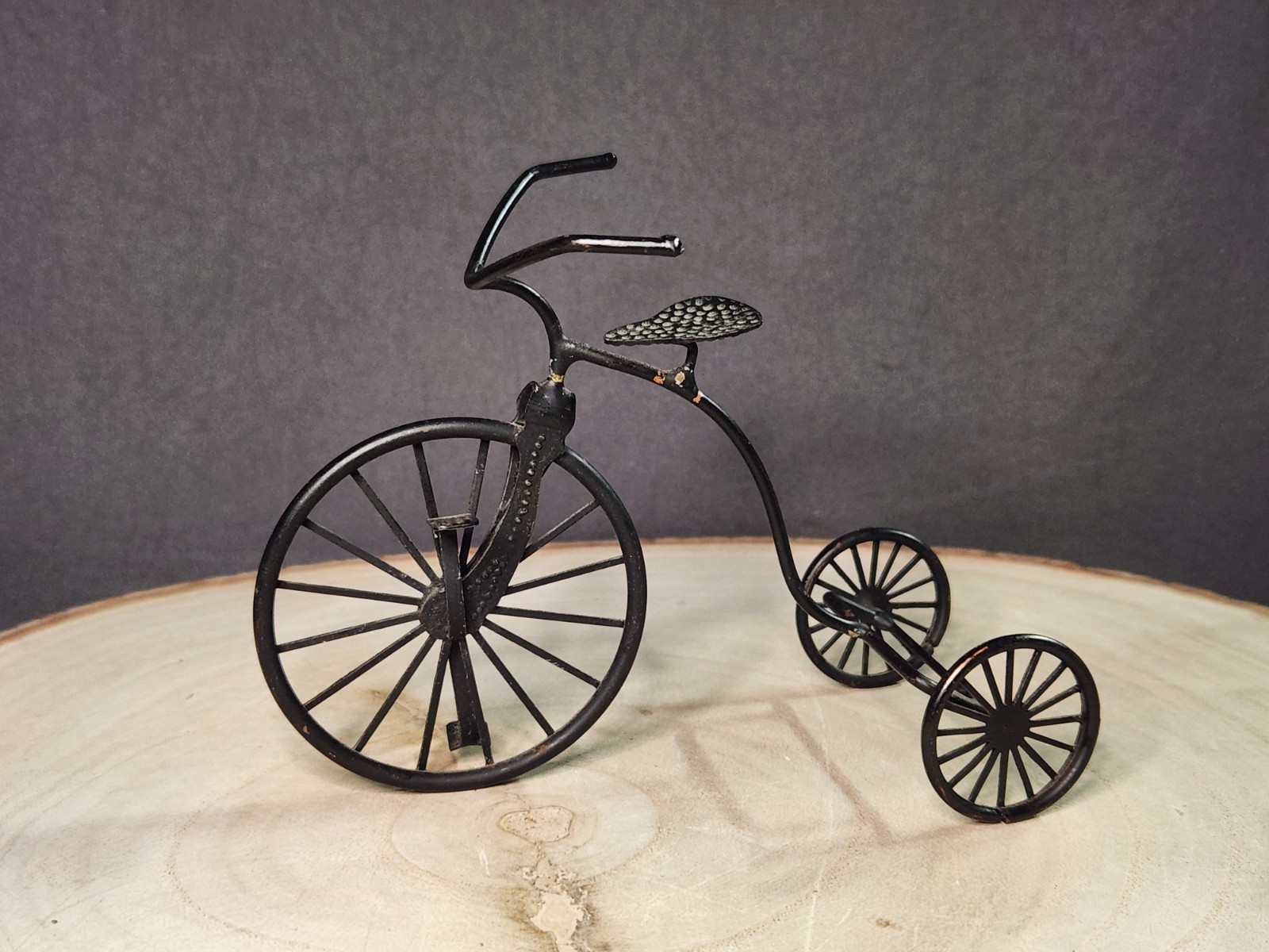 Vintage 4" Metal Big Wheel Bicycle Tricycle Retro Home Decor, Black-Miniature 