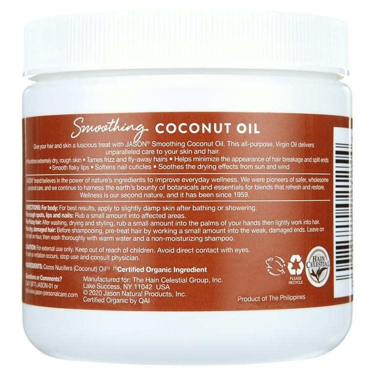 Jason Smoothing Coconut Unrefined Oil 15 Oz, Quad Pack for Skin, Hair, Nails