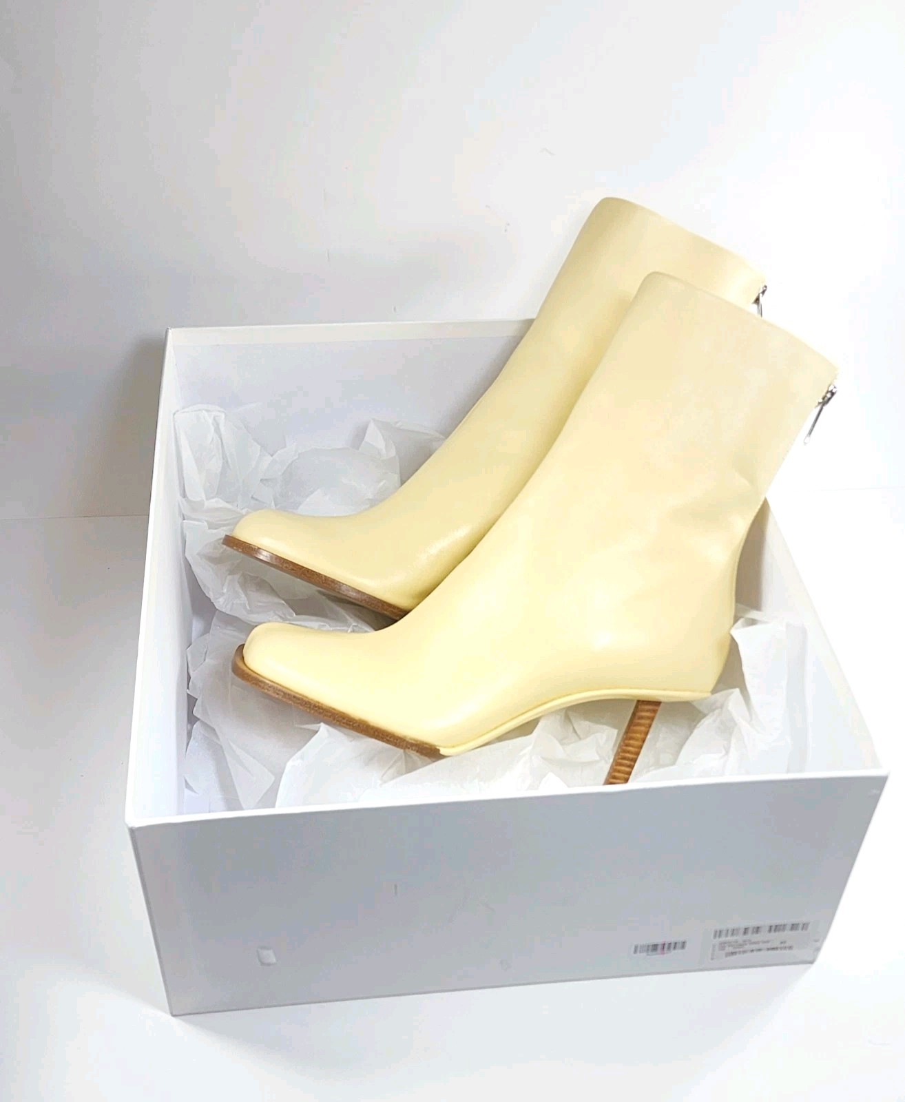 JACQUEMUS Les Bottines Rond Carré Leather Ankle Boots Ivory EU40 US10.