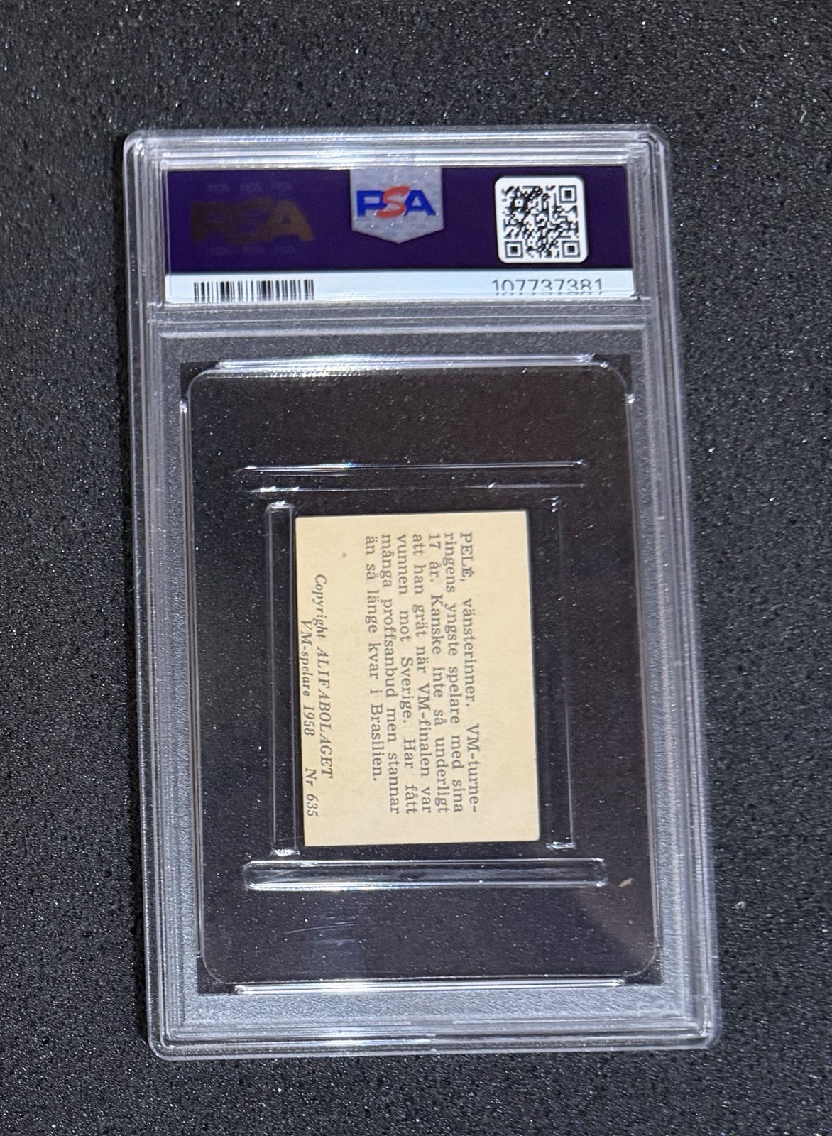 1958 Alifabolaget - #635 Pele - PSA 5 (Fresh Grade) view 2