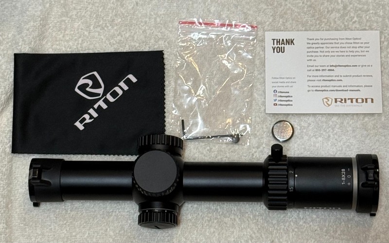 RITON X7 TACTIC 1-8X28 RIFLESCOPE FFP CM1R ILL MOA MODEL # 7P18LFI  * N/R**