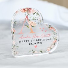 Personalised Baby's 1st Birthday Gift Plaque, 1st 2nd 3rd Birthday Heart Gift