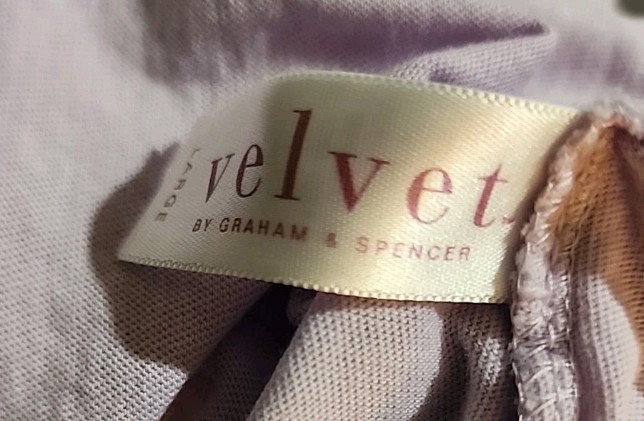 Velvet by Graham Spencer Reed Collared Cotton Jersey Purple Lavender Knit Top 