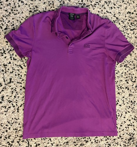 BOSS HUGO BOSS Men’s Purple Slim Fit Polo Shirt Size M Short Sleeve LuxuryCotton