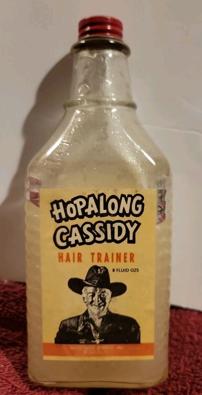 Hopalong Cassidy Glass Bottle Hair Trainer Tonic  Cowboy/Western 1950s 8 oz.