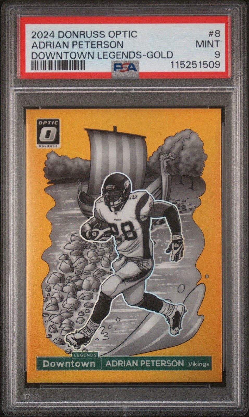 2024 Panini Optic Downtown Legends Adrian Peterson #8 Gold Prizm /10 PSA