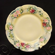 Limoges Haviland & Co 8.5" Plate HandPainted Pink Roses Gold Marseille 1894-1931