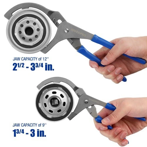 WORKPRO 2-piece 9" & 12" Adjustable Oil Filter Wrench Set Removal Pliers Tools - Image 2 of 4