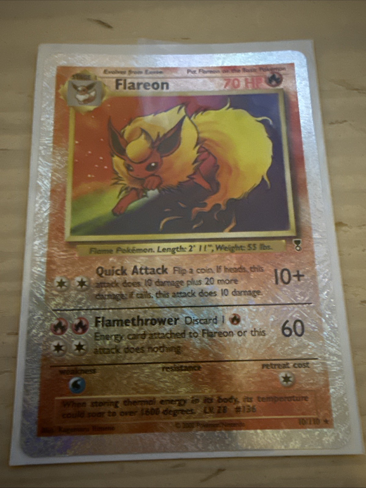 2002 WOTC POKEMON LEGENDARY COLLECTION FLAREON 10/110 REVERSE HOLO FOIL NM