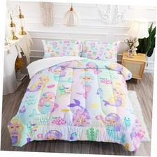 Rainbow Mermaid Comforter Set/Full/Queen Size Fairy Tale Sea Twin C-mermaid