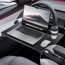 2 in 1 Car Steering Wheel Desk Tray Foldable Table Seat Gap Organizer Set Black