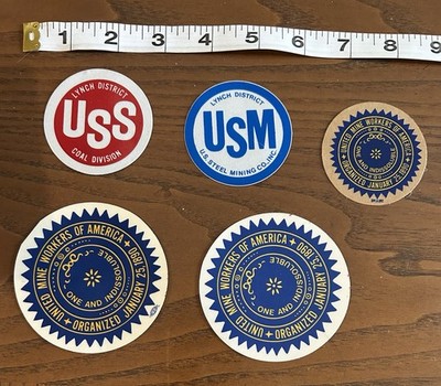 Vintage Coal Mining Stickers Lynch Kentucky And UMW New Old Stock