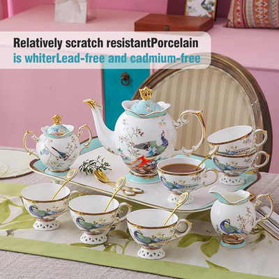 Elegant 21-Piece Bone China Tea Set for 6 - Vintage English Style