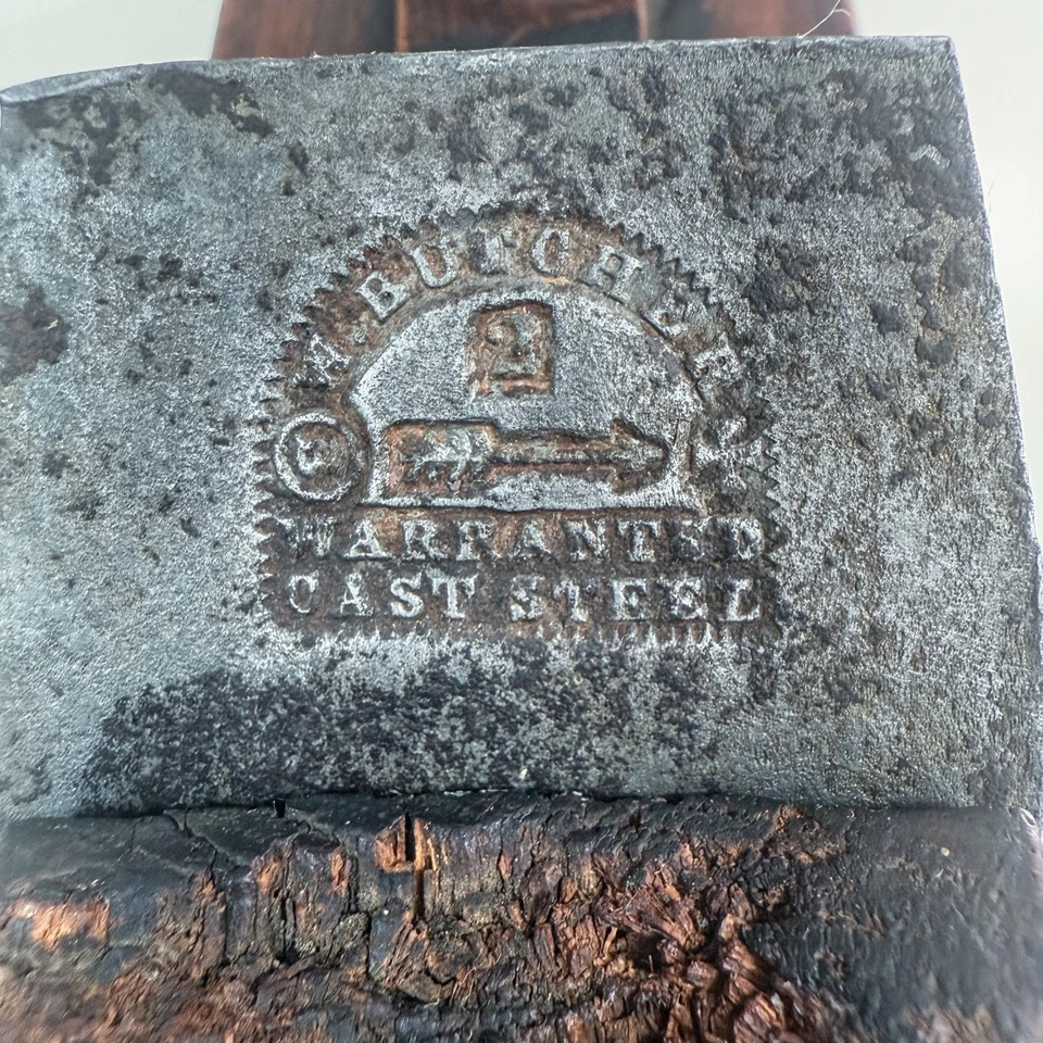 Avión de mano de madera antiguo vintage con carnicero de acero fundido - herramienta de mano del siglo XIX Foto 4 de 4