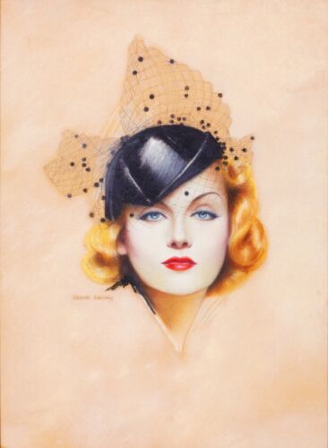 1940s Pin-Up Girl Beautiful Woman Hat Pin Up Picture Poster Print Vintage Art  - Afbeelding 1 van 1