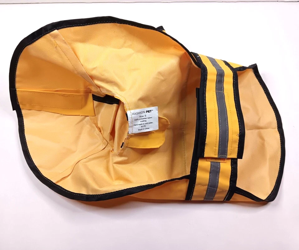 Moda Mascota Amarillo Perro Impermeable con Capucha, Rayas Reflectantes, Pequeño, Poncho Nuevo Foto 3 de 4
