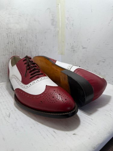 Scarpe eleganti Oxford fatte a mano nuove bicolore bicolore in pelle brogue Oxford fatte a mano - Foto 6 di 12