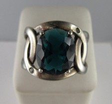 C509    Modernist Designer Ring with Turquoise Stone Sterling Silver      