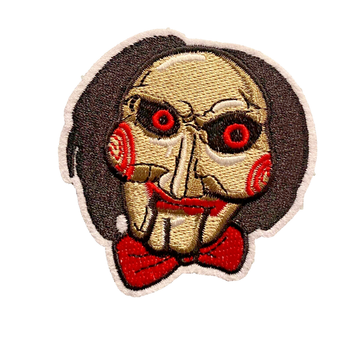 (2) Jigsaw Kramer Creepy Movie Horror Halloween 3in Patch Iron / Sew-On - Picture 2 of 6