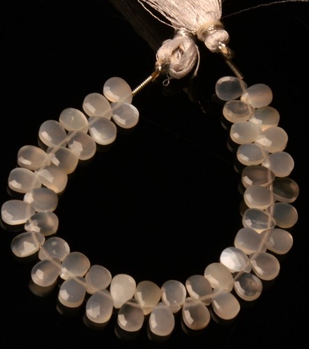 Piedra lunar blanca natural 7x5 mm tamaño facetado pera briolette cuentas 6" hilo - Imagen 4 de 7