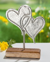 "Gilde Standrelief Herz \"Love\" Aluminium Mangoholz Silberfarben Geschenk Familie"
