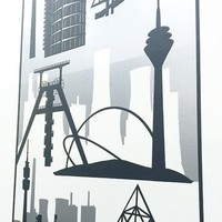 2,81 €/Qm / Tapete Ruhrgebiet / Ruhrpott Tapete Weiß Schwarz Silber Metallic