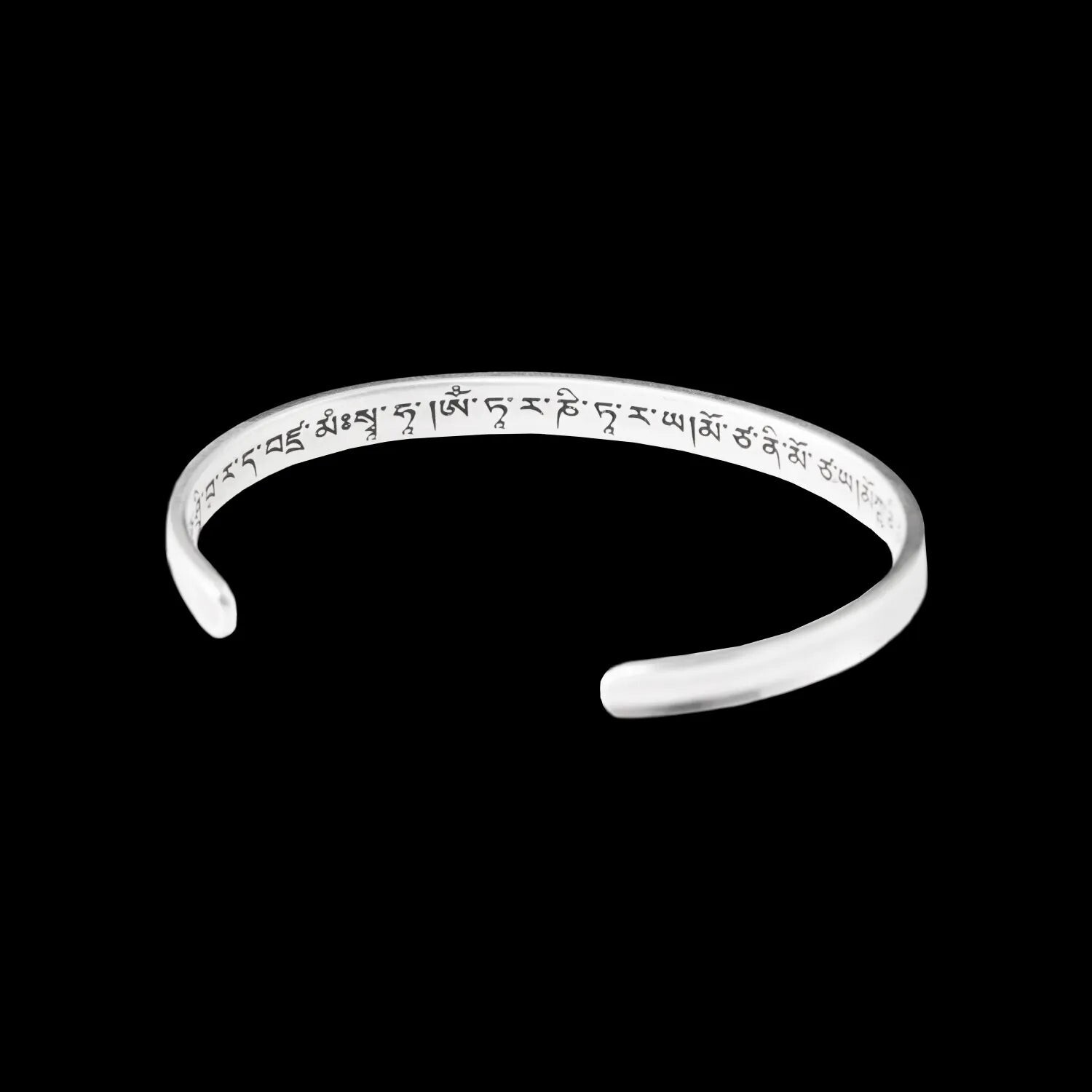 Sterling Silver Buddhist Mantra Cuff Bracelet Spiritual Jewelry Gift for Men