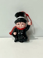 Small Mime Pixie Chimney Sweep Ceramic Figurine Ornament Taiwan Top Hat Scarf