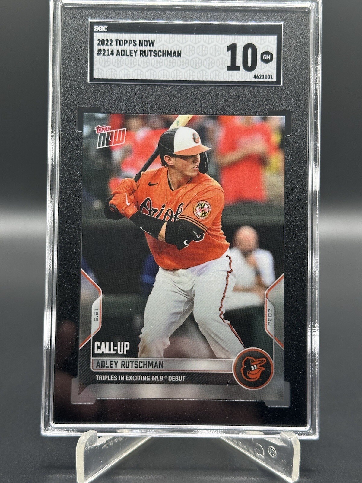 ADLEY TUTSCHMAN 2022 TOPPS NOW RC CARD #214 ORIOLES SP PR 8430 SGC 10 GEM MINT