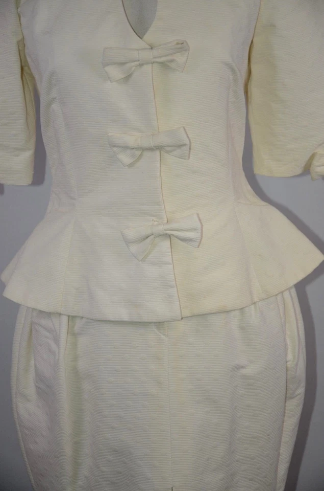 Traje Falda Para Mujer Lina Lee Talla 38 Acampanada Cintura Marfil 6 Arcos EE. UU. Carrera Betty Boop Foto 3 de 4