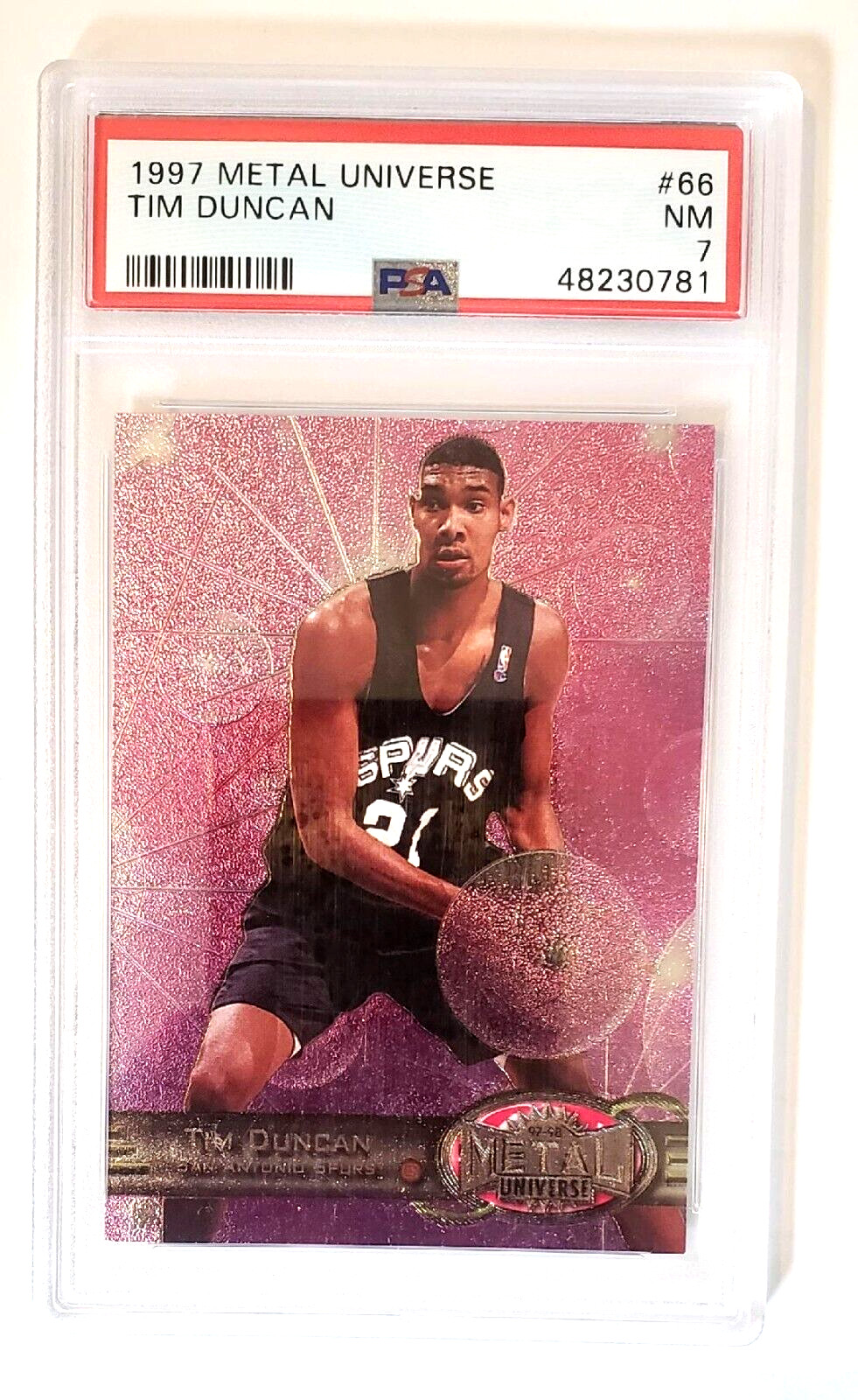 Tim Duncan 1997 Metal Universe ROOKIE RC #66 PSA 7
