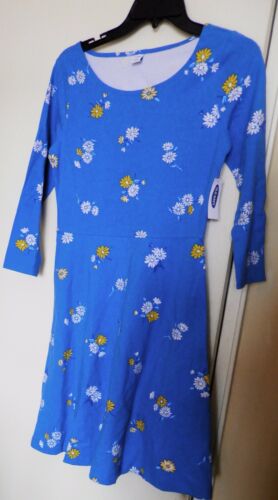 OLD NAVY Fitted Jersey FLORAL BLUE DRESS for Women XS NWT