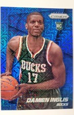 2014-15 Panini Prizm Blue Mojo Prizm's Damien Inglis Card #299 Rookie RC (Bucks)